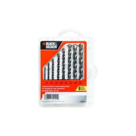 set clip 8piezas brocas concreto black and decker bd0080cs