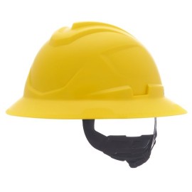 casco msa vgard c1 de polietileno de alta densidad amarillo de ala completa no ventilado suspension de 4 puntos cajuste fastrac