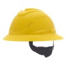 casco msa vgard c1 de polietileno de alta densidad amarillo de ala completa ventilado suspension de 4 puntos cajuste fastrac ii