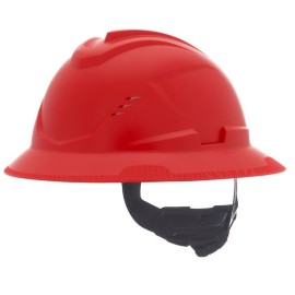 casco msa vgard c1 de polietileno de alta densidad rojo de ala completa ventilado suspension de 4 puntos cajuste fastrac iii